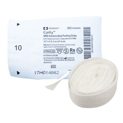 Picture of Wound Packing Strip Curity™ AMD™ Polyhexamethylene Biguanide (PHMB) 1/2 Inch X 1 Yard 10 Count Sterile7832AMD