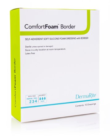 Picture of Silicone Foam Dressing ComfortFoam™ Border 5 X 8 Inch Elbow / Heel Silicone Adhesive with Border Sterile43580