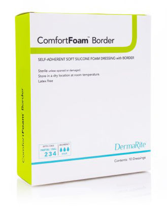 Picture of Silicone Foam Dressing ComfortFoam™ Border 5 X 8 Inch Elbow / Heel Silicone Adhesive with Border Sterile43580