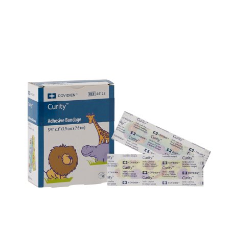 Picture of Adhesive Strip Curity™ 3/4 X 3 Inch Plastic Rectangle Kid Design (Zoo Animals) Sterile44125