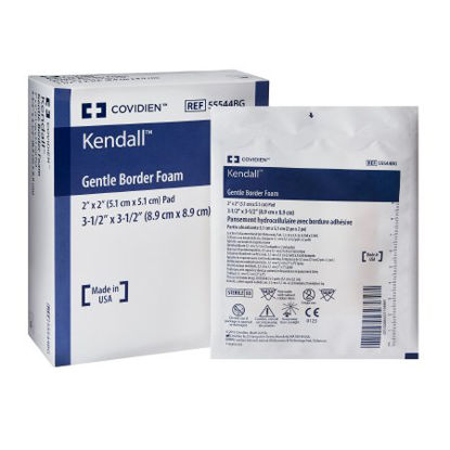 Picture of Silicone Foam Dressing Kendall™ Border Foam Gentle Adhesion 3-1/2 X 3-1/2 Inch Square Silicone Adhesive with Border Sterile55544BG