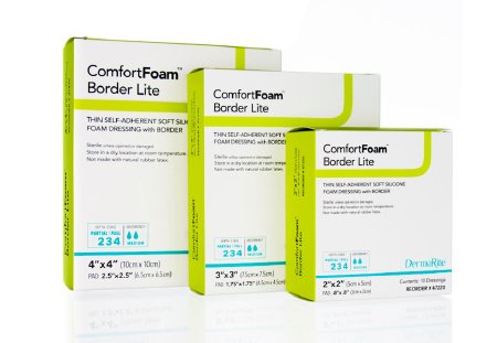 Picture of Thin Silicone Foam Dressing ComfortFoam™ Border Lite 3 X 3 Inch Square Silicone Adhesive with Border Sterile47330