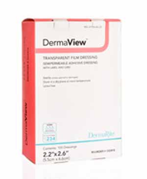 Picture of Transparent Film Dressing DermaView™ Rectangle 4 X 5 Inch 2 Tab Delivery With Label Sterile00251E