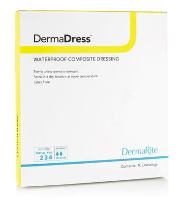Picture of Composite Dressing DermaDress™ Waterproof 4 X 10 Inch Polyester / Rayon / Nonwoven Sterile12410