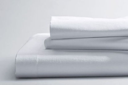 Picture of Bed Sheet Percale Flat 66 X 108 Inch Bleached White Cotton / Polyester Reusable03350400