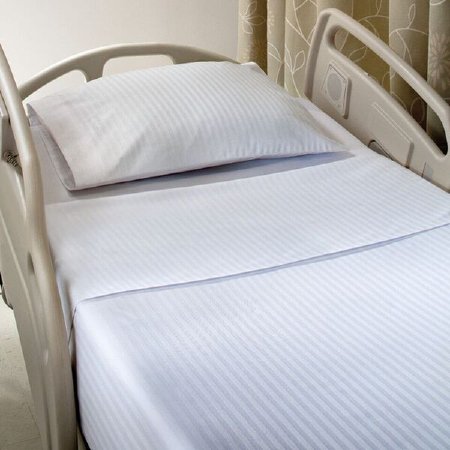 Picture of Bed Sheet Savannah Stripe™ Flat 66 X 115 Inch White Cotton 70% / Polyester 30% Reusable16333900