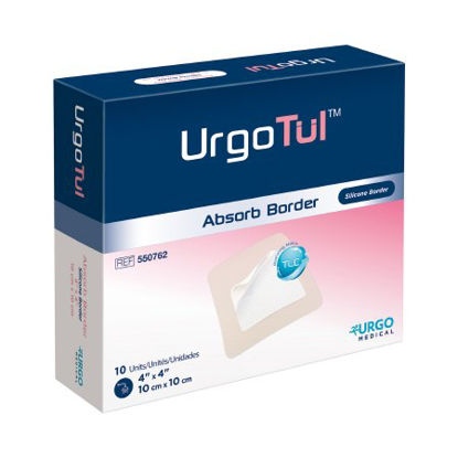 Picture of Silicone Foam Dressing UrgoTul 4 X 4 Inch Square Silicone Adhesive with Border Sterile550762