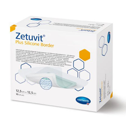 Picture of Super Absorbent Dressing Zetuvit® Plus Silicone Border Silicone / Cellulose / Super Absorbent Polymer 4 X 4 Inch Sterile413119
