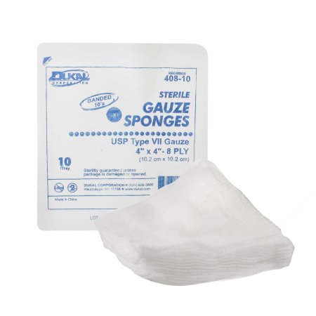 Picture of USP Type VII Gauze Sponge Dukal™ Cotton 8-Ply 4 X 4 Inch Square Sterile408-10