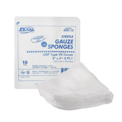 Picture of USP Type VII Gauze Sponge Dukal™ Cotton 8-Ply 4 X 4 Inch Square Sterile408-10