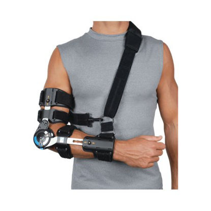 Picture of Elbow Brace Ossur® Innovator X® One Size Fits Most Adjustable Strap Closure Hinged Right Arm 13 to 17 Inch Length BlackW-823100