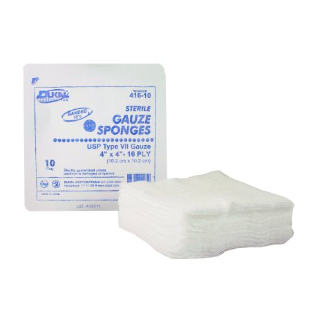 Picture of USP Type VII Gauze Sponge Dukal™ Cotton 16-Ply 4 X 4 Inch Square Sterile416-10