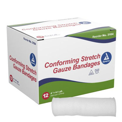 Picture of Conforming Bandage Dynarex® Polyester 1-Ply 4 Inch X 4-1/10 Yard Roll Shape NonSterile3104