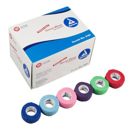 Picture of Cohesive Bandage Sensi-Wrap 1 Inch X 5 Yard Standard Compression Self-adherent Closure Red / Green / Purple / Dark Blue / Pink / Light Blue NonSterile3181