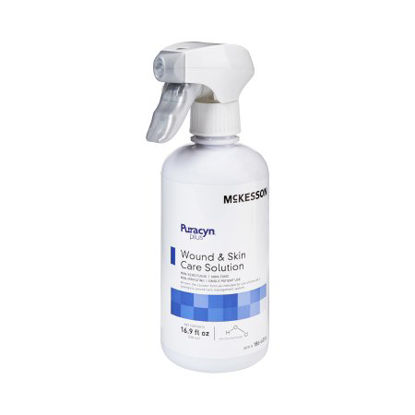 Picture of Wound Irrigation Solution McKesson Puracyn® Plus 16.9 oz. Spray Bottle NonSterile Hypochlorous Acid (HOCI) (0.012%), Sodium Hypochlorite (NaOCI) (0.001%), Electrolyzed Water (H2O) (99.916%), Sodium Chloride (NaCI) (0.031%), Phosphates (0.040%)186-6004