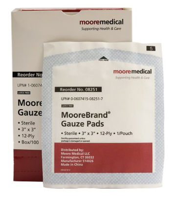 Picture of Gauze Sponge Moorebrand® Cotton 12-Ply 3 X 3 Inch Square Sterile08251