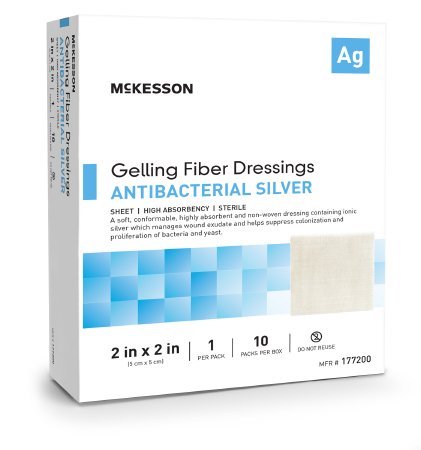 Picture of Silver Gelling Fiber Dressing McKesson 2 X 2 Inch Square Sterile177200