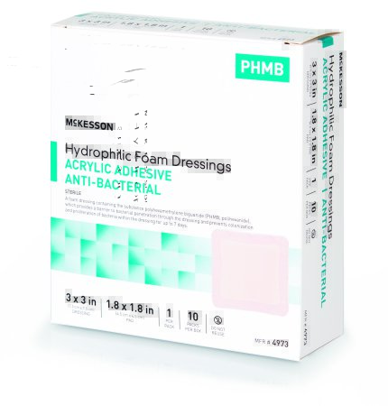 Picture of Antibacterial Foam Dressing McKesson 3 X 3 Inch Square Adhesive with Border Sterile4973