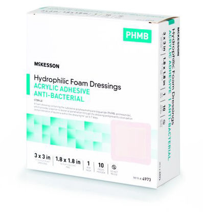 Picture of Antibacterial Foam Dressing McKesson 3 X 3 Inch Square Adhesive with Border Sterile4973