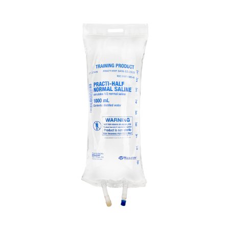 Picture of Clinical Training Medication Practi-Half Normal Saline™ 1000 mL I.V. Bag Distilled Water Liquid274HN