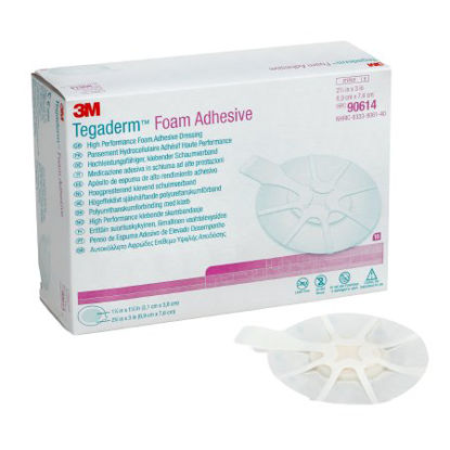 Picture of Foam Dressing 3M™ Tegaderm™ High Performance 2-3/4 X 2-3/4 Inch Oval Adhesive with Border Sterile90614
