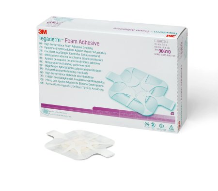 Picture of Foam Dressing 3M™ Tegaderm™ High Performance 3-1/2 X 3-1/2 Inch Square Adhesive with Border Sterile90610