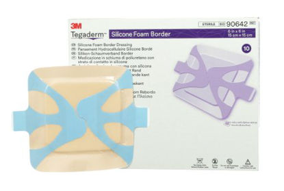 Picture of Silicone Foam Dressing 3M™ Tegaderm™ 6 X 6 Inch Square Silicone Adhesive with Border Sterile90642