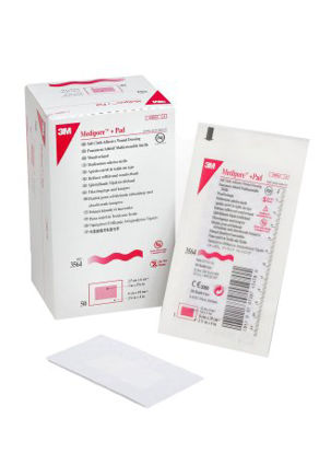 Picture of Adhesive Dressing 3M™ Medipore™ 2-3/8 X 4 Inch Soft Cloth Rectangle White Sterile3564
