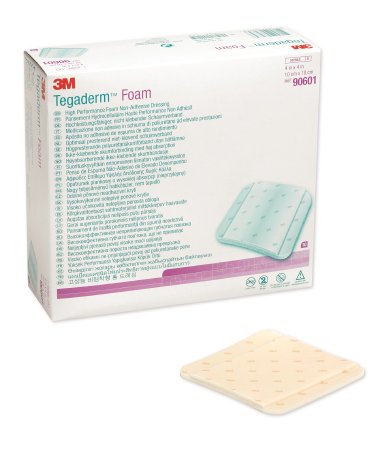 Picture of Foam Dressing 3M™ Tegaderm™ High Performance 4 X 4 Inch Square Non-Adhesive without Border Sterile90601