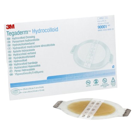 Picture of Hydrocolloid Dressing 3M™ Tegaderm™ 4 X 4-3/4 Inch Oval Sterile90001
