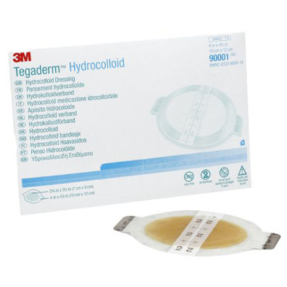 Picture of Hydrocolloid Dressing 3M™ Tegaderm™ 4 X 4-3/4 Inch Oval Sterile90001