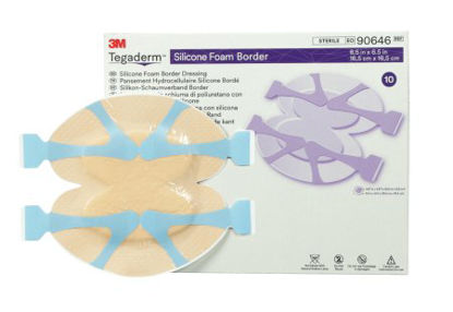 Picture of Silicone Foam Dressing 3M™ Tegaderm™ 6 X 6 Inch Heel / Contour Silicone Adhesive with Border Sterile90646