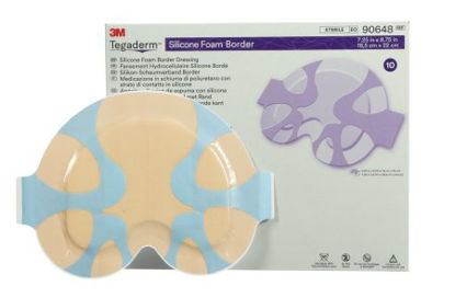 Picture of Silicone Foam Dressing 3M™ Tegaderm™ 7-1/4 X 8-3/4 Inch Sacral Silicone Adhesive with Border Sterile90648