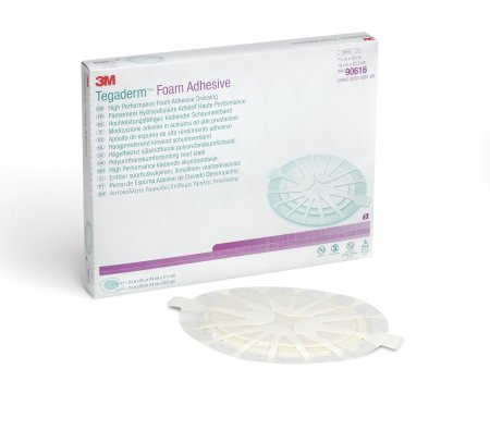 Picture of Foam Dressing 3M™ Tegaderm™ High Performance 7-1/2 X 8-3/4 Inch Oval Adhesive with Border Sterile90616