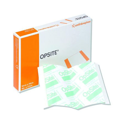 Picture of Transparent Film Dressing OpSite Rectangle 4 X 5-1/2 Inch 2 Tab Delivery Without Label Sterile4975