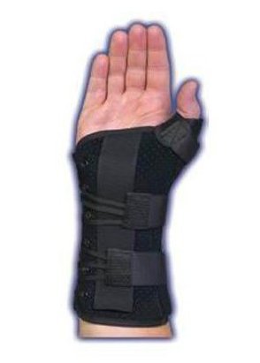 Picture of Wrist Brace Ryno Lacer® Aluminum / Polypropylene / Stockinette / Suede Left Hand Black Medium223984