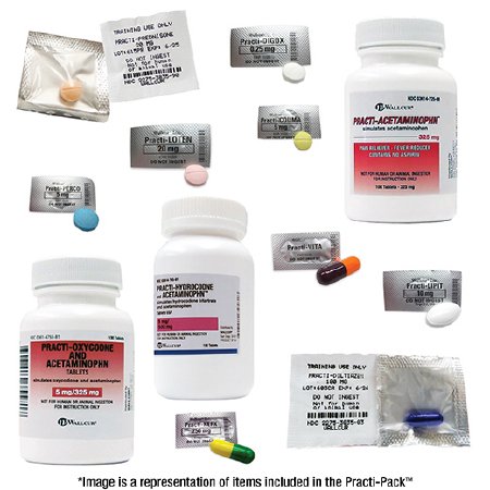 Picture of Clinical Training Medication Pack Practi-Med Dispense Cart Base Level Pack 3 Bottle / Blister Pack Powder / Tablet / CapsuleMDP-300