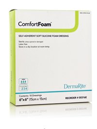 Picture of Silicone Foam Dressing ComfortFoam™ 6 X 6 Inch Square Silicone Adhesive without Border Sterile00316E