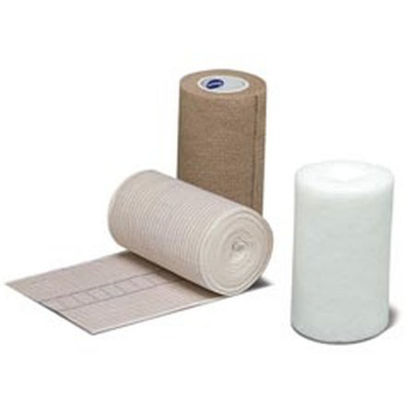 Picture of 3 Layer Compression Bandage System ThreePress® 4 Inch X 4-3/10 Yard / 4 Inch X 10-2/5 Yard / 4 X 6-1/2 Yard 30 to 40 mmHg Self-adherent Closure Tan / White NonSterile43420000