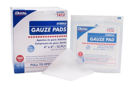 Picture of Gauze Sponge Dukal™ Cotton 12-Ply 4 X 4 Inch Square Sterile1412