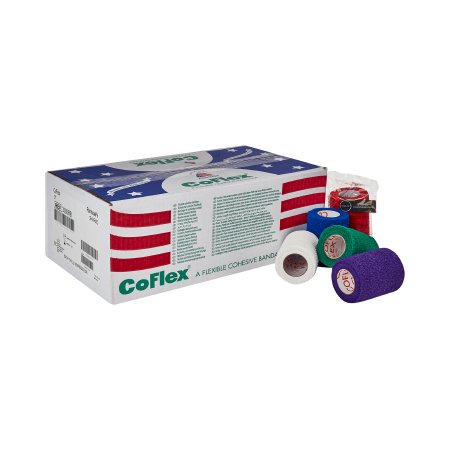 Picture of Cohesive Bandage CoFlex® 3 Inch X 5 Yard 14 lbs. Tensile Strength Self-adherent Closure Teal / Blue / White / Purple / Red / Green NonSterile3300RB