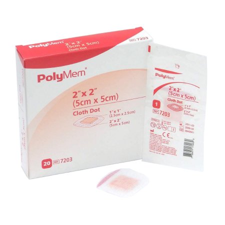 Picture of Adhesive Strip PolyMem® 2 X 2 Inch Polyurethane / Film Square Pink / White Sterile7203