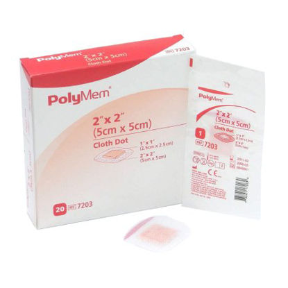 Picture of Adhesive Strip PolyMem® 2 X 2 Inch Polyurethane / Film Square Pink / White Sterile7203