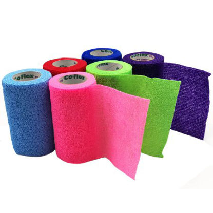 Picture of Cohesive Bandage CoFlex® 4 Inch X 5 Yard 14 lbs. Tensile Strength Self-adherent Closure Neon Pink / Blue / Purple / Light Blue / Neon Green / Red NonSterile3400CP