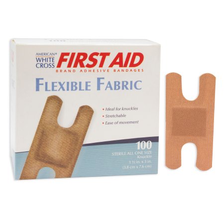 Picture of Adhesive Strip American® White Cross 1-1/2 X 3 Inch Fabric Knuckle Tan Sterile1602033