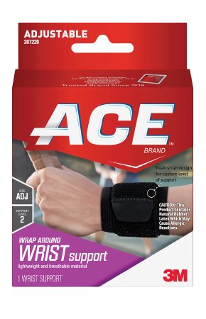 Picture of Wrist Support 3M™ Ace™ Low Profile / Wraparound Cotton / Nylon / Polyester / Polyurethane Foam / Rubber Latex Left or Right Hand Black One Size Fits Most207220