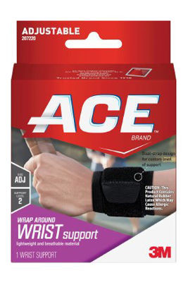 Picture of Wrist Support 3M™ Ace™ Low Profile / Wraparound Cotton / Nylon / Polyester / Polyurethane Foam / Rubber Latex Left or Right Hand Black One Size Fits Most207220
