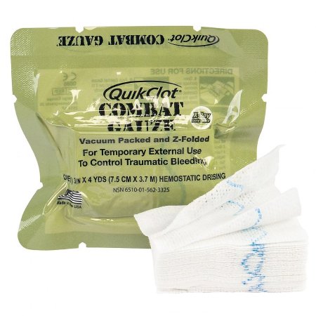 Picture of Hemostatic Dressing QuikClot Combat Gauze® 3 Inch X 4 Yard 1 per Pack Individual Packet Kaolin Sterile200