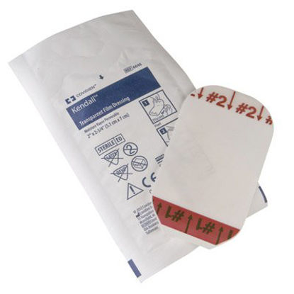 Picture of Transparent Film Dressing Kendall™ Rectangle 4 X 4-3/4 Inch 2 Tab Delivery Without Label Sterile6641