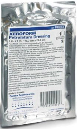 Picture of Petrolatum Impregnated Dressing Xeroform® 1 X 8 Inch Gauze Bismuth Tribromophenate / Petrolatum SterileDKC77034